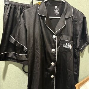 Black Satin Pajama Set